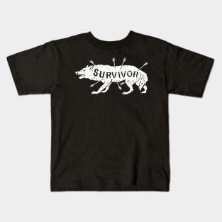 Vintage Wolf Shirt - Survivor - Hipster Rustic Distressed Kids T-Shirt